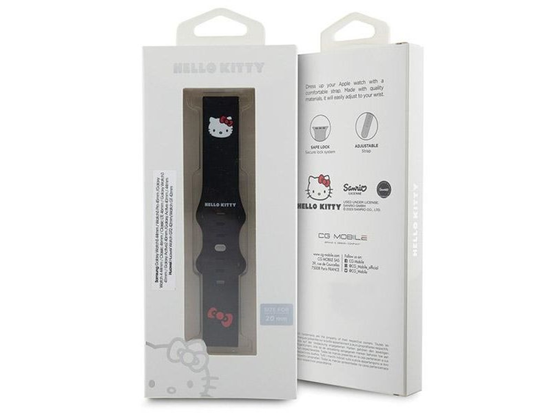 Hello Kitty Silicone Kitty Head strap universal 20mm - black