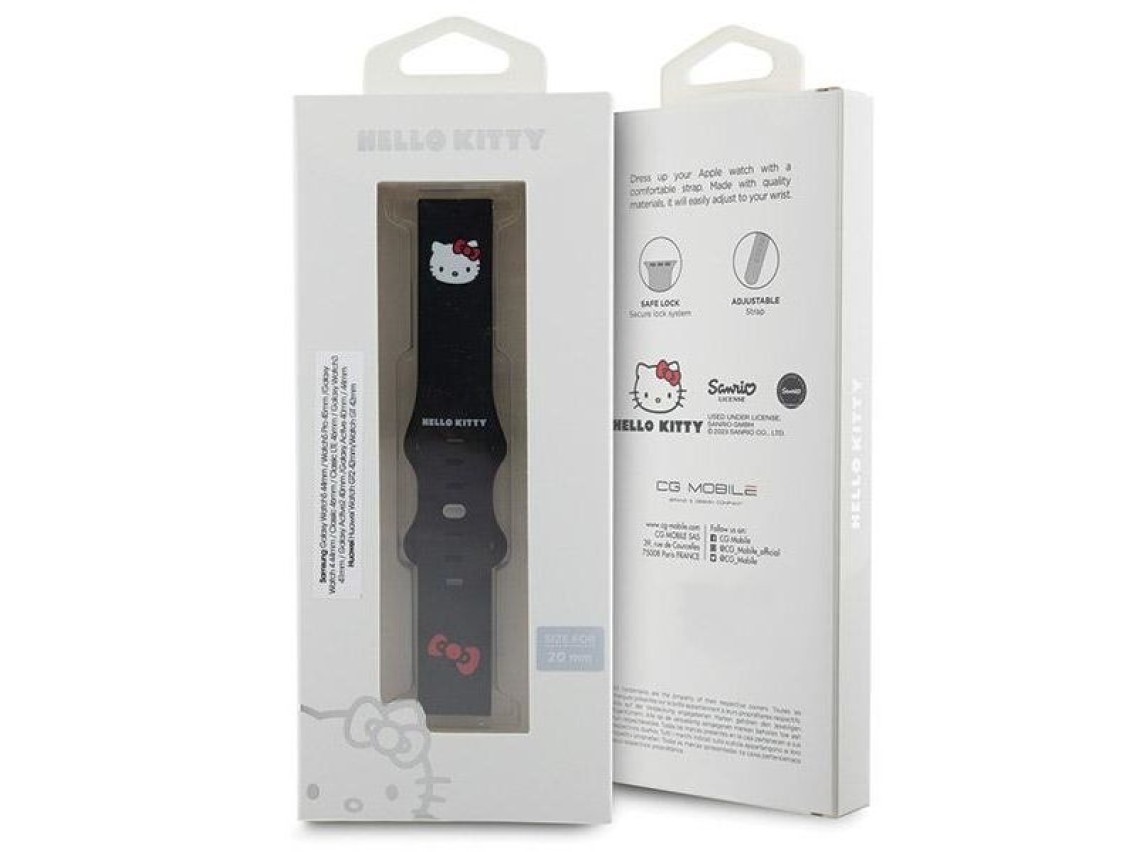 Hello Kitty Silicone Kitty Head strap universal 20mm - black