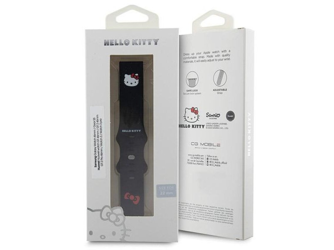 Faixa de cabeça universal Hello Kitty em silicone, 22 mm - preta