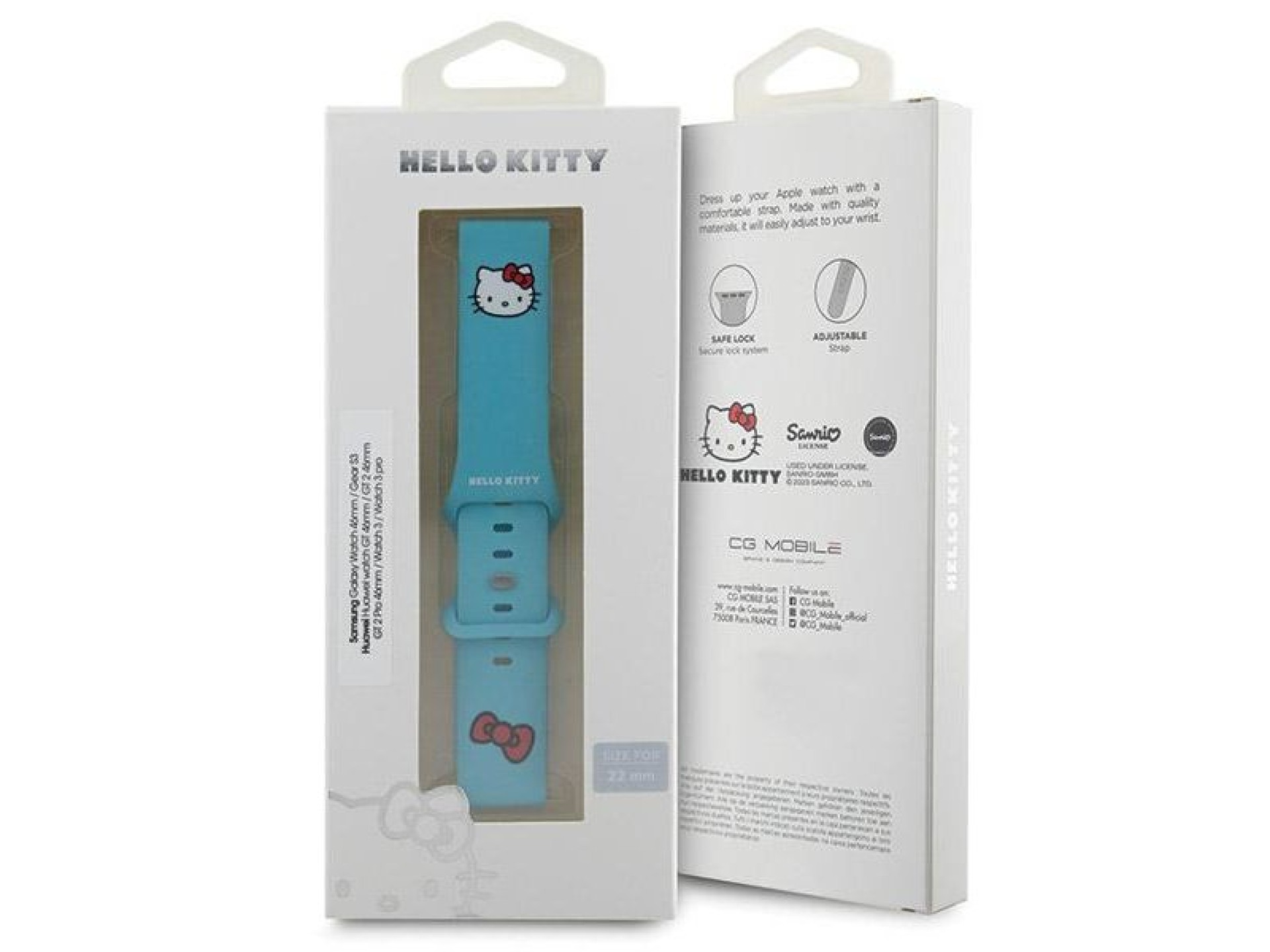 Hello Kitty Silicone Kitty Head strap universal 22mm - blue