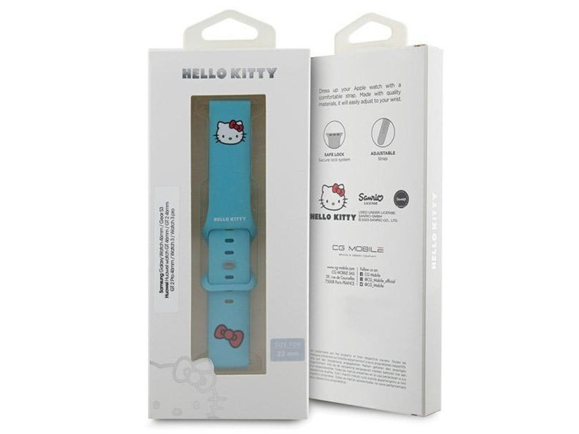 Hello Kitty Silicone Kitty Head strap universal 22mm - blue