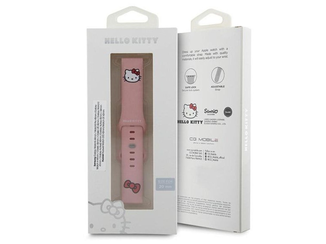 Correa de silicona para la cabeza de Hello Kitty, universal, 22 mm - rosa