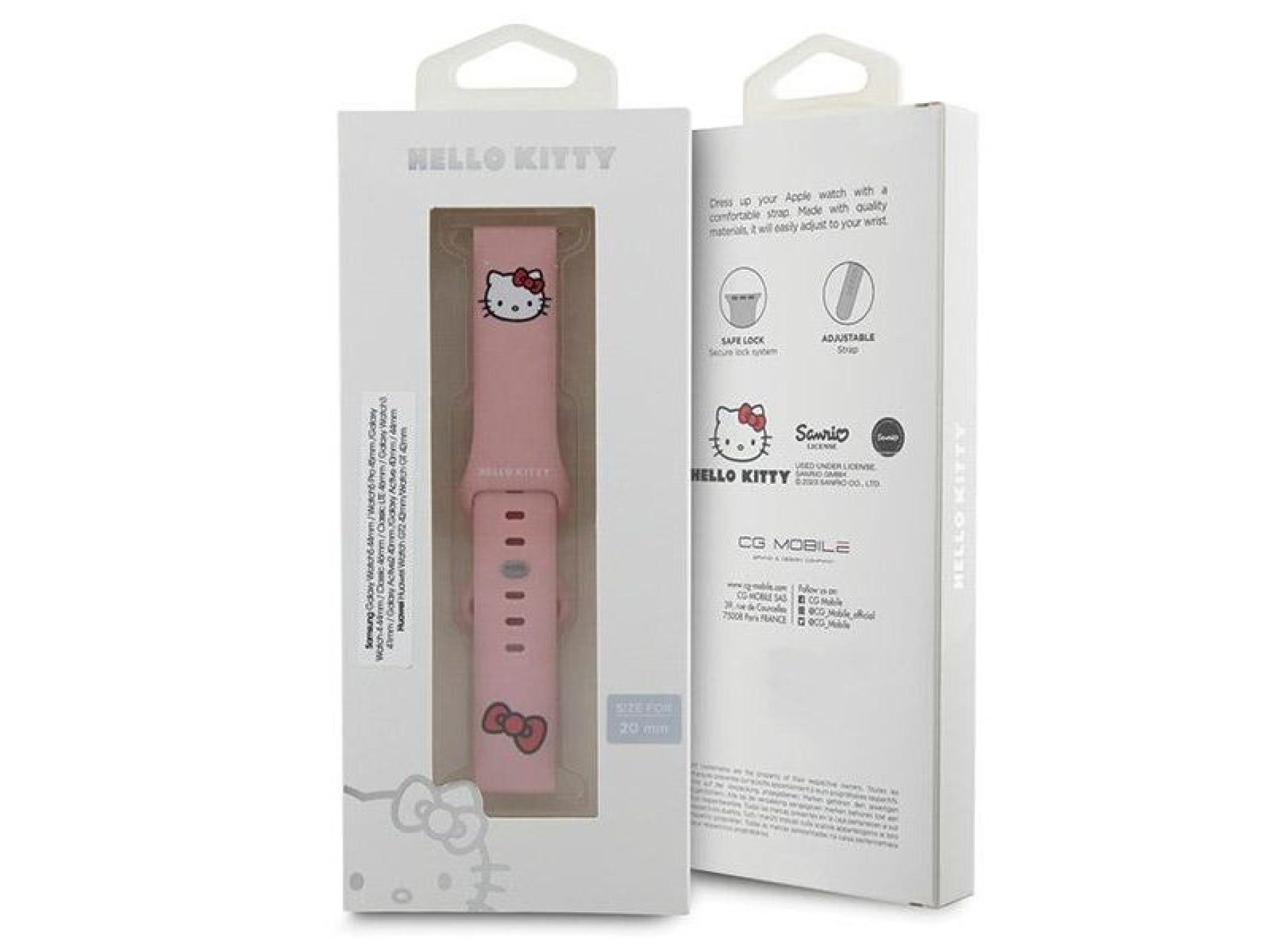 Correa de silicona para la cabeza de Hello Kitty, universal, 22 mm - rosa
