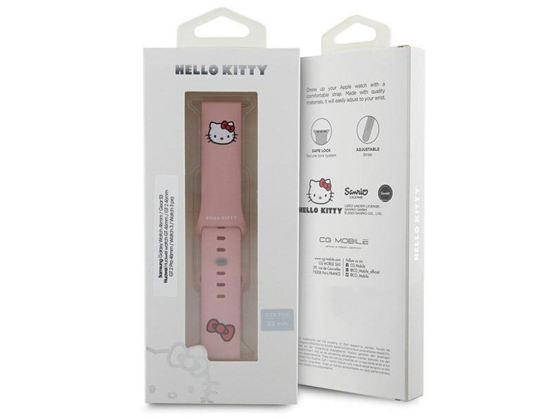 Faixa de cabeça universal Hello Kitty em silicone, 22 mm - rosa