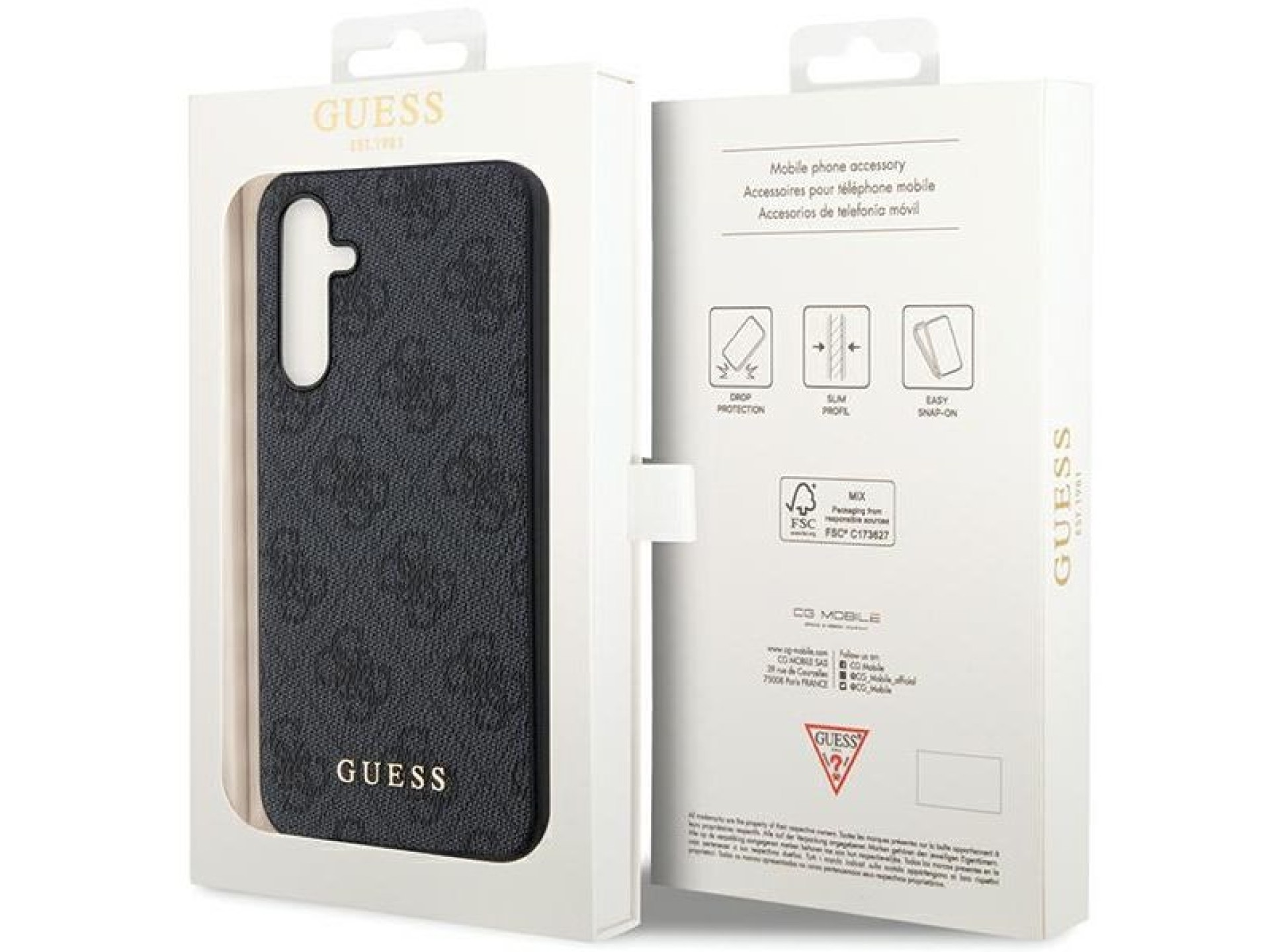 Guess GUHCS23FEG4GFGR S23 FE S711 gray/gray hardcase 4G Metal Gold Logo