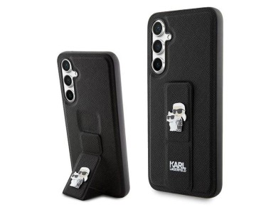 Karl Lagerfeld Gripstand Saffiano Karl&Choupette Pins case for Samsung Galaxy S23 FE - black Karl Lagerfeld Gripstand Saffiano Karl&Choupette Pins case for Samsung Galaxy S23 FE - black