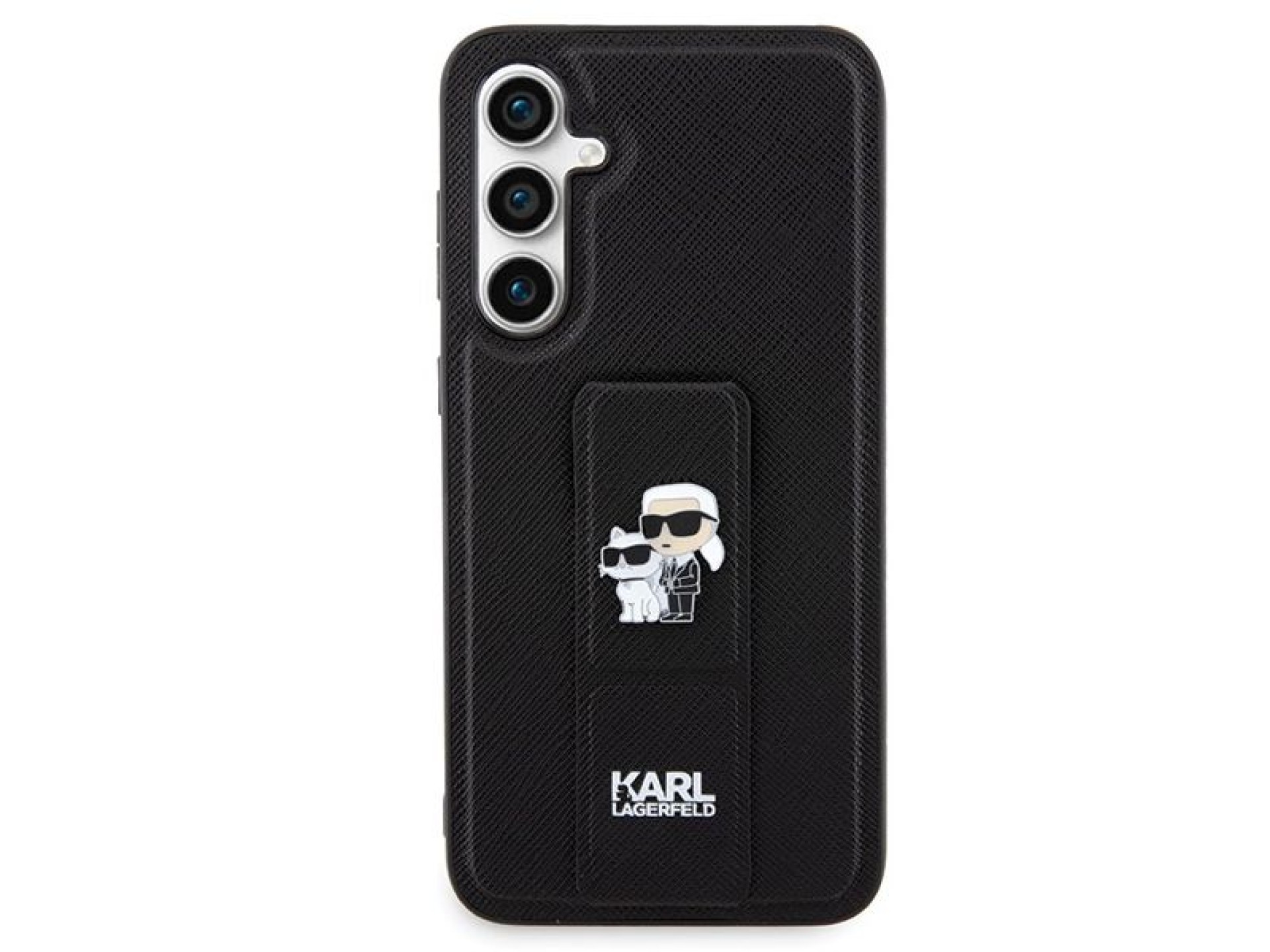 Capa Karl Lagerfeld Gripstand Saffiano Karl&Choupette Pins para Samsung Galaxy S23 FE - preta
