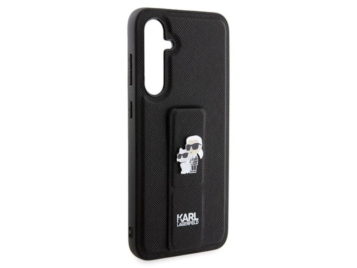 Capa Karl Lagerfeld Gripstand Saffiano Karl&Choupette Pins para Samsung Galaxy S23 FE - preta