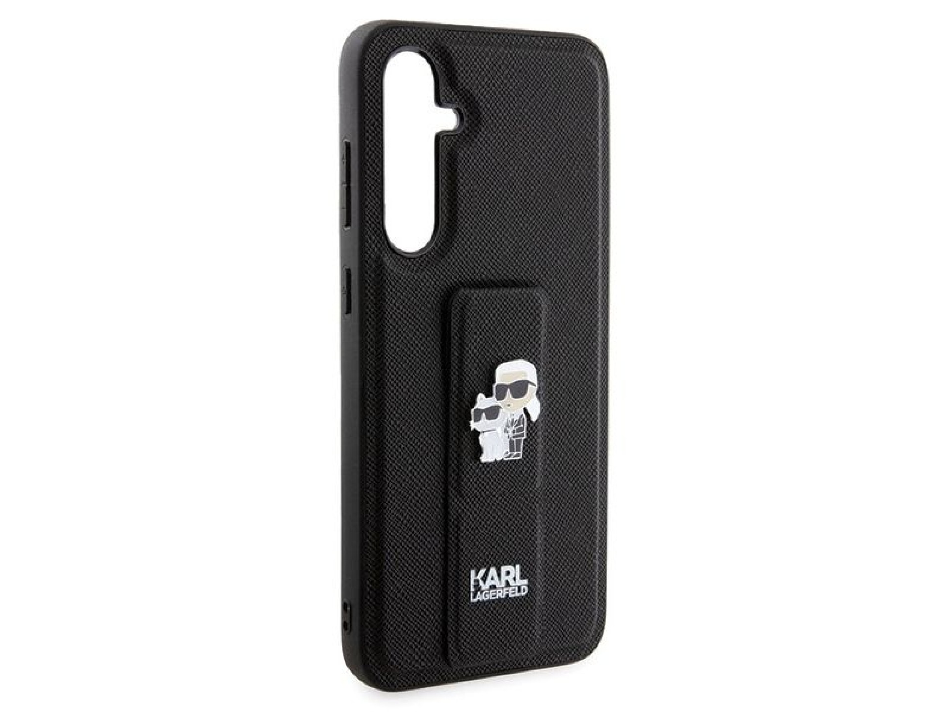 Capa Karl Lagerfeld Gripstand Saffiano Karl&Choupette Pins para Samsung Galaxy S23 FE - preta
