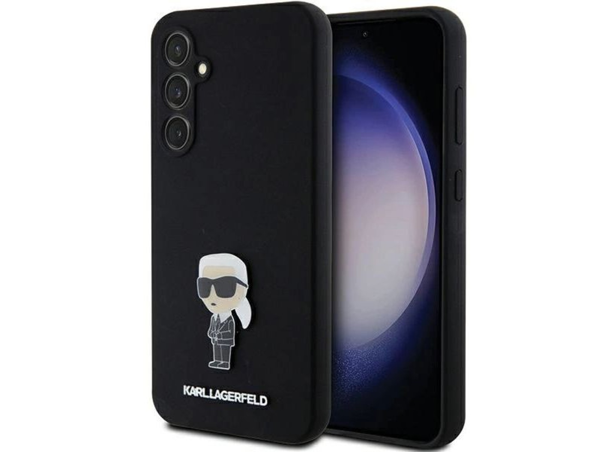 Capa de silicone Karl Lagerfeld Ikonik com pino metálico para Samsung Galaxy S23 FE - preta