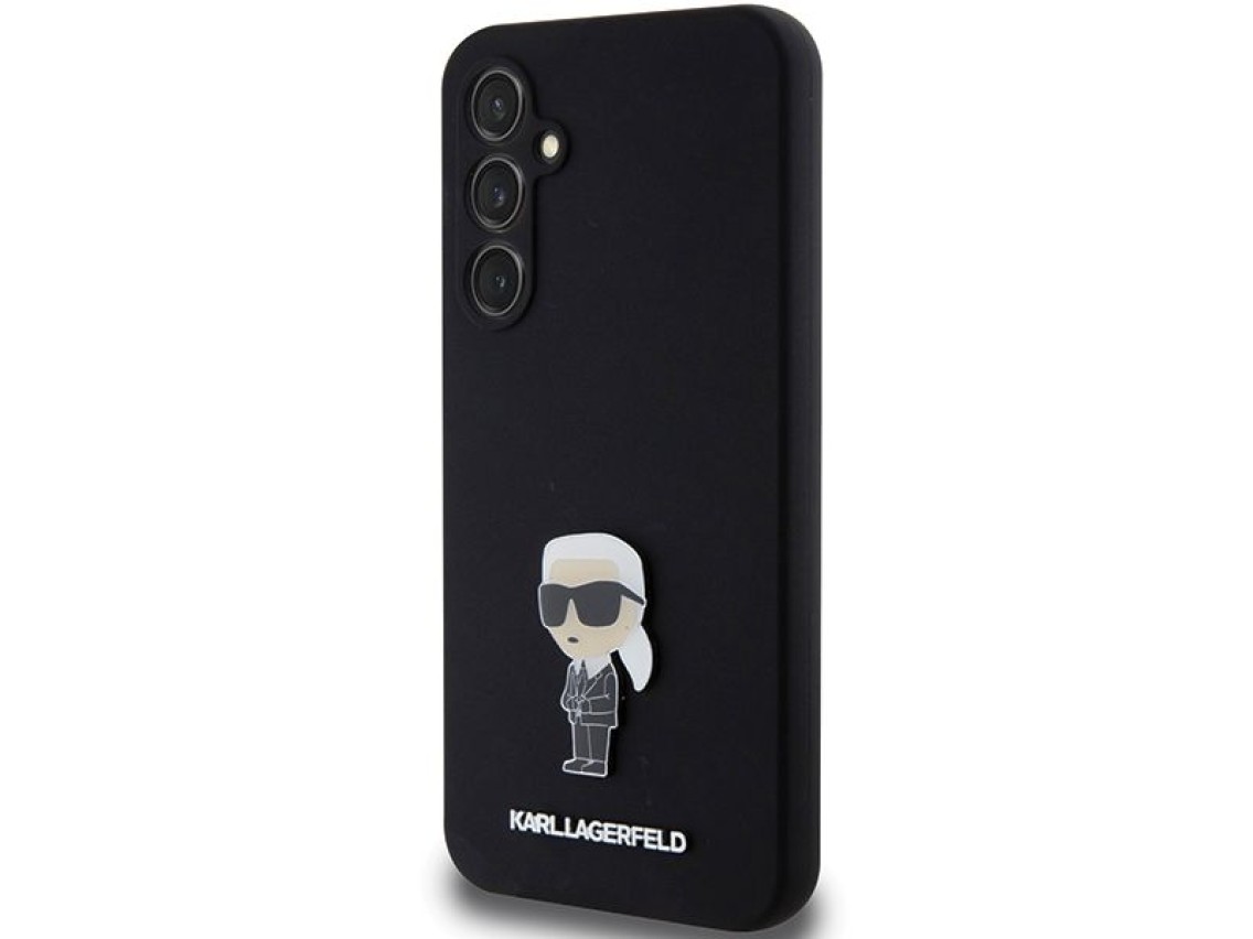 Capa de silicone Karl Lagerfeld Ikonik com pino metálico para Samsung Galaxy S23 FE - preta