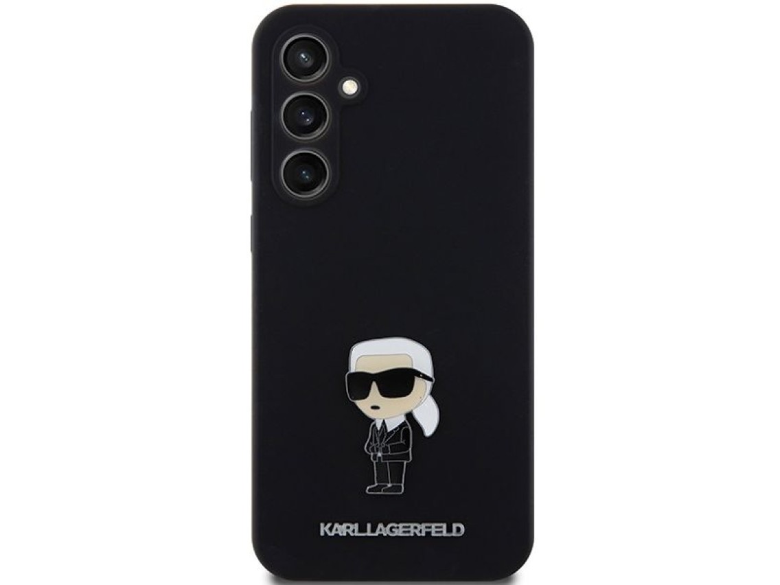 Capa de silicone Karl Lagerfeld Ikonik com pino metálico para Samsung Galaxy S23 FE - preta