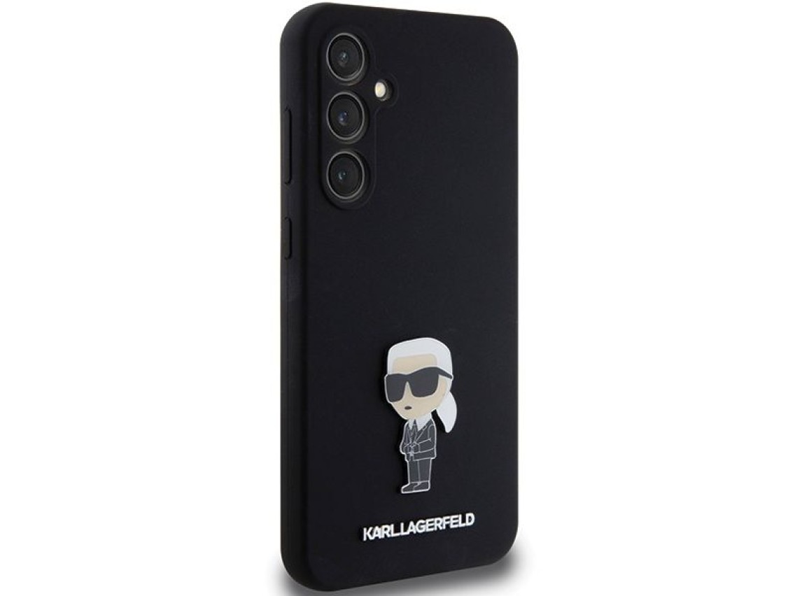 Capa de silicone Karl Lagerfeld Ikonik com pino metálico para Samsung Galaxy S23 FE - preta