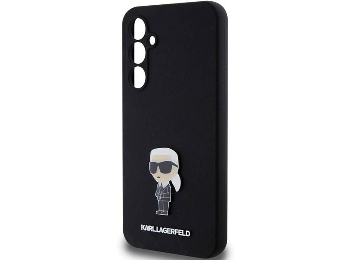 Capa de silicone Karl Lagerfeld Ikonik com pino metálico para Samsung Galaxy S23 FE - preta