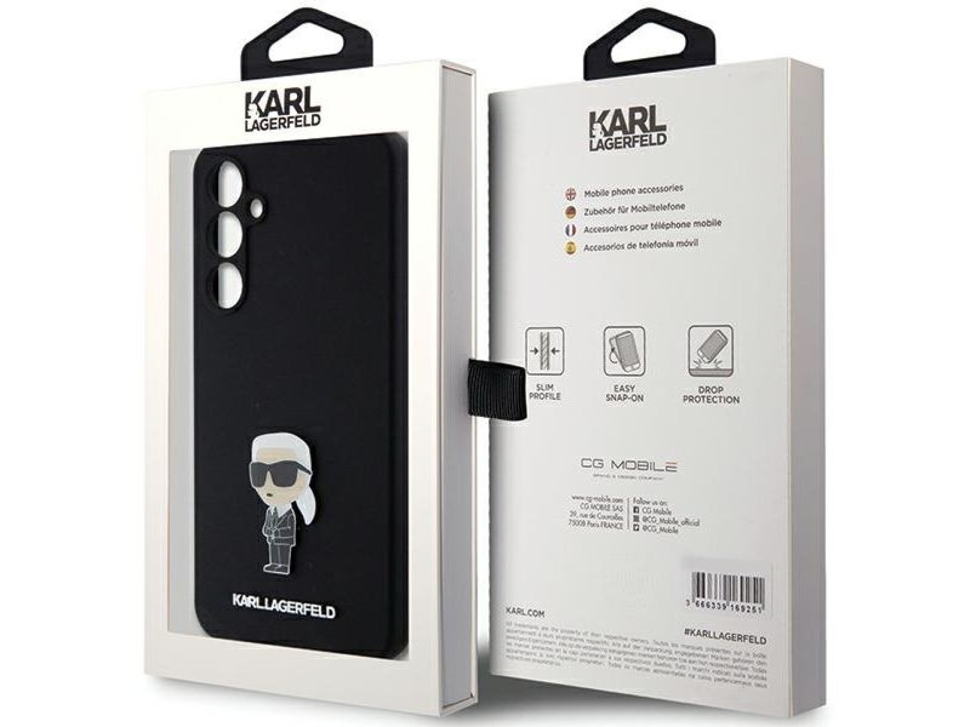Capa de silicone Karl Lagerfeld Ikonik com pino metálico para Samsung Galaxy S23 FE - preta
