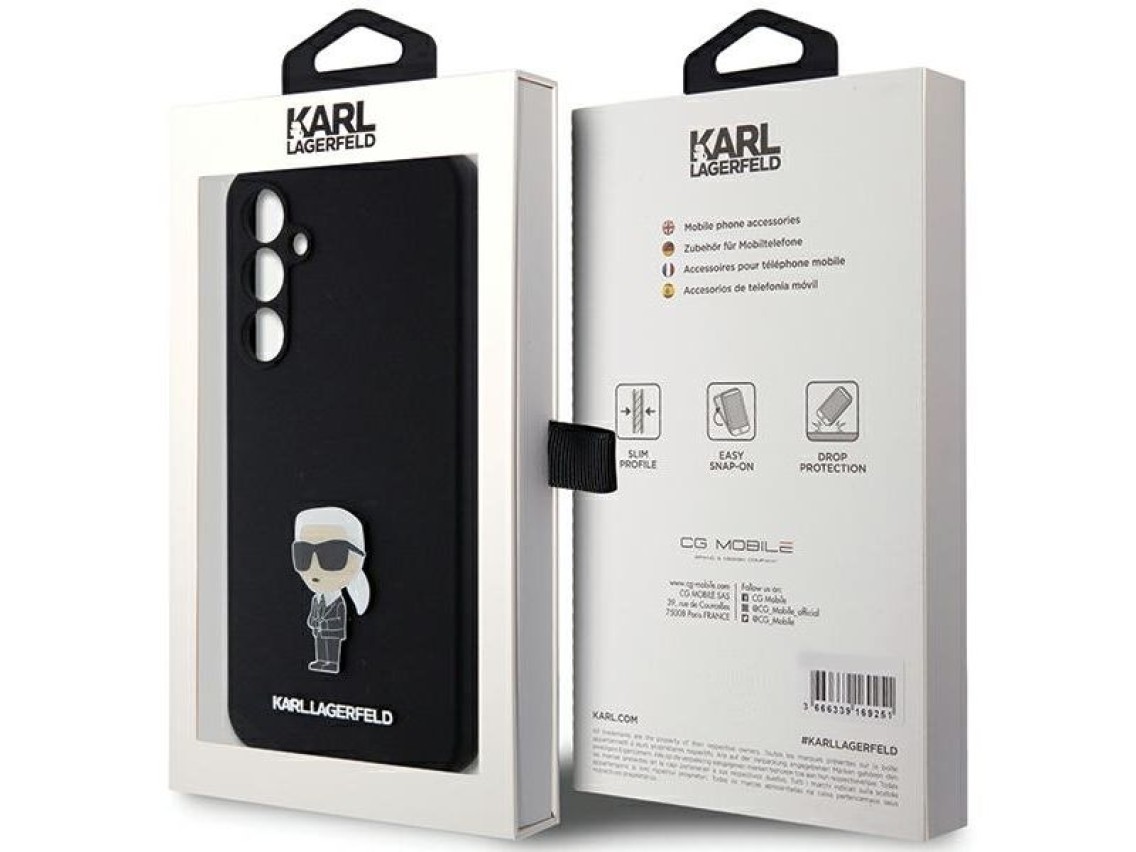 Capa de silicone Karl Lagerfeld Ikonik com pino metálico para Samsung Galaxy S23 FE - preta