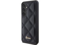 Guess GUHCS23FEPSQSQSK S23 FE S711 estojo rígido preto/preto com logotipo metálico acolchoado Guess GUHCS23FEPSQSQSK S23 FE S711 estojo rígido preto/preto com logotipo metálico acolchoado