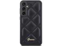 Guess GUHCS23FEPSQSQSK S23 FE S711 estojo rígido preto/preto com logotipo metálico acolchoado Guess GUHCS23FEPSQSQSK S23 FE S711 estojo rígido preto/preto com logotipo metálico acolchoado