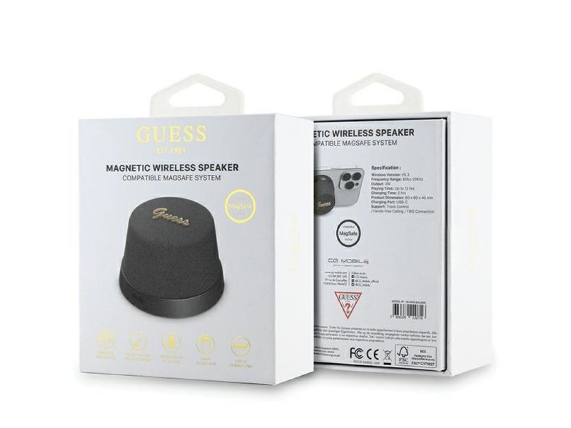 Guess Magnetic Script Metal Bluetooth speaker - black