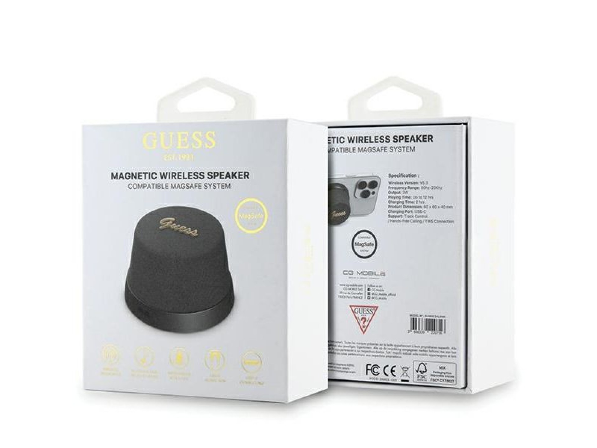 Guess Magnetic Script Metal Bluetooth speaker - black