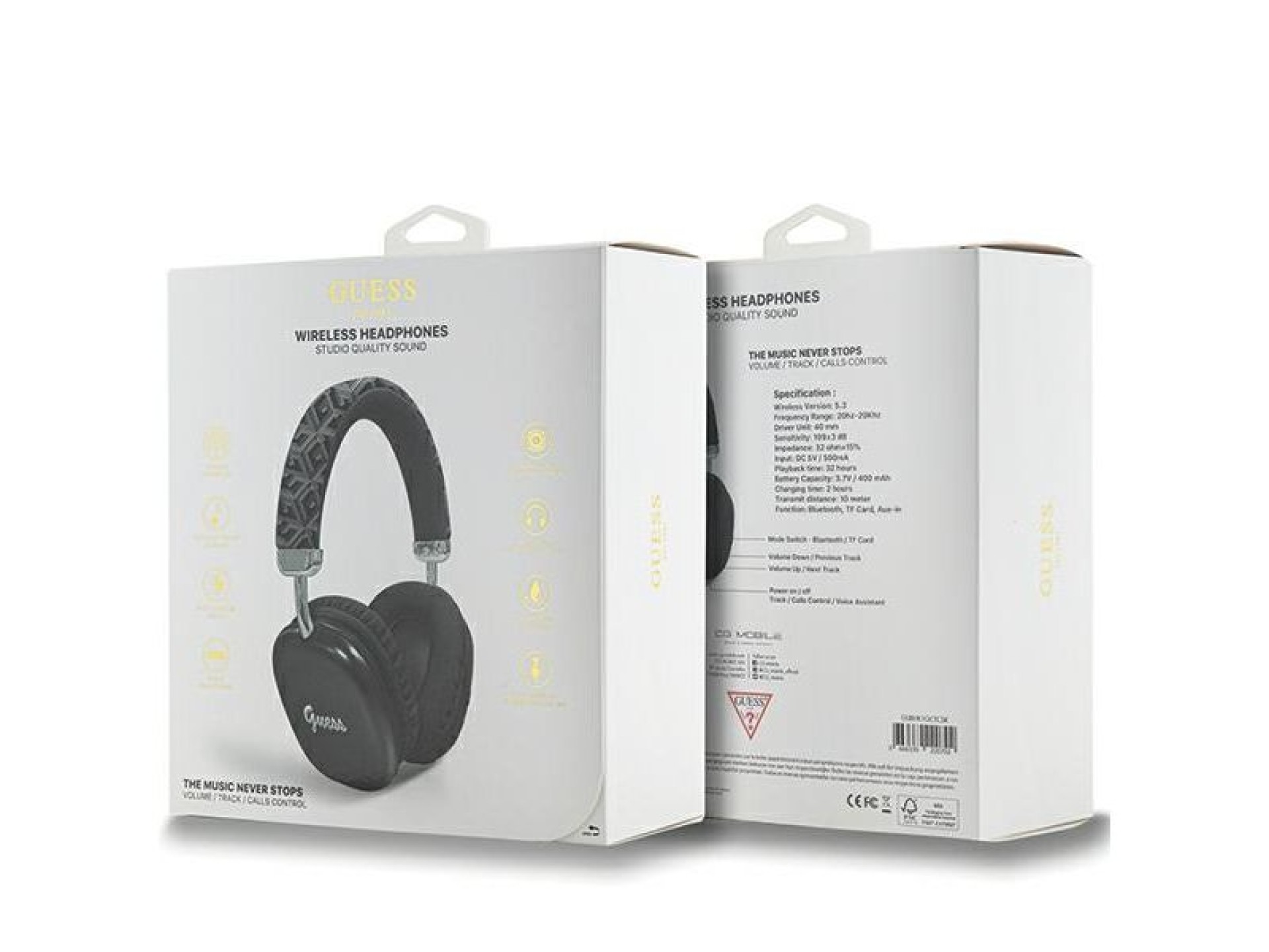Guess GCube Metallic Script Logo Headphones - Black