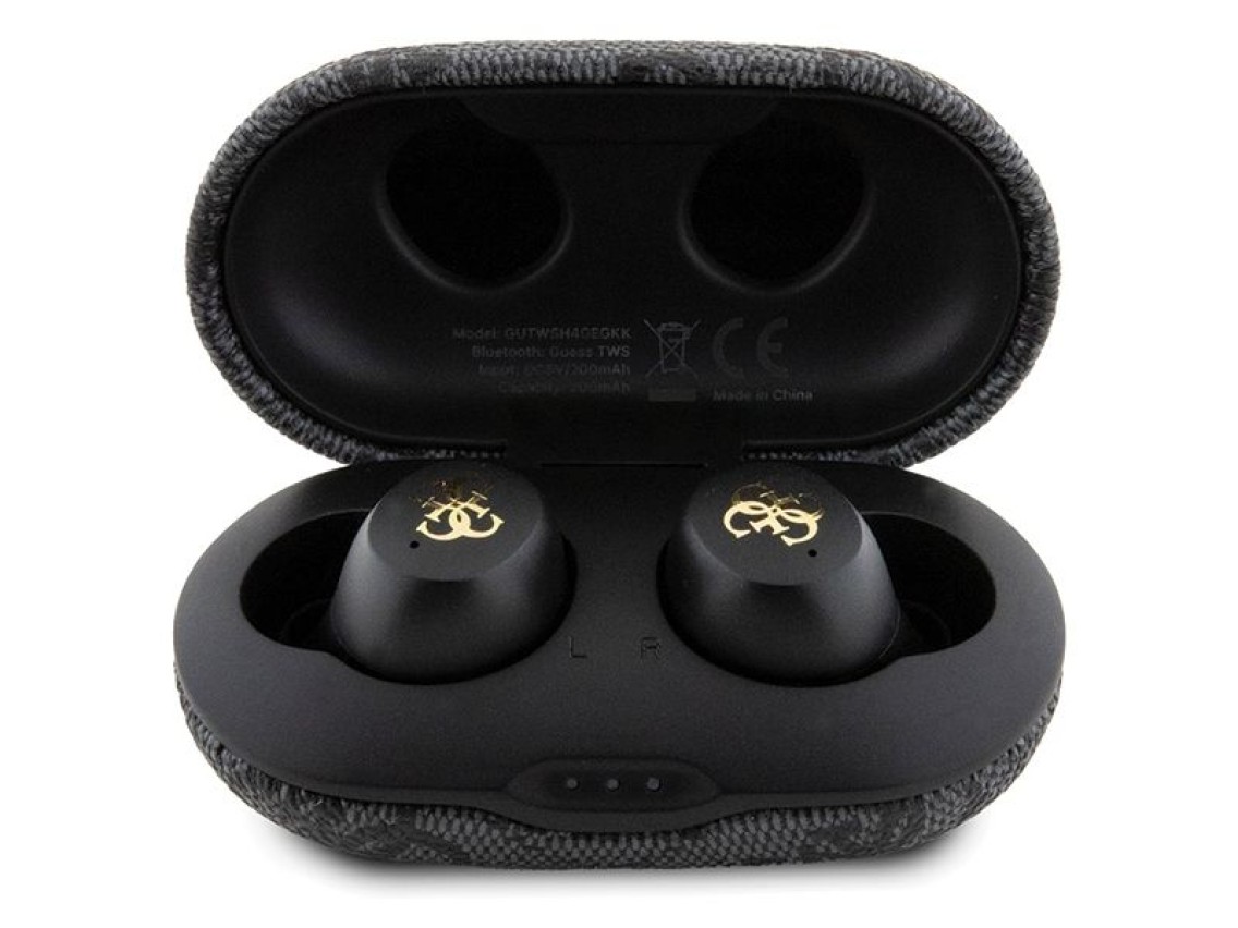 Guess 4G Metal TWS Headphones with ENC Charging Station - Black