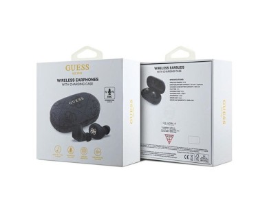 Fones de ouvido Guess 4G Metal TWS com base de carregamento ENC - Preto Fones de ouvido Guess 4G Metal TWS com base de carregamento ENC - Preto