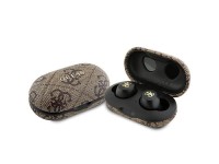 Fones de ouvido Bluetooth TWS Guess 4G Metal com base de carregamento ENC - marrom