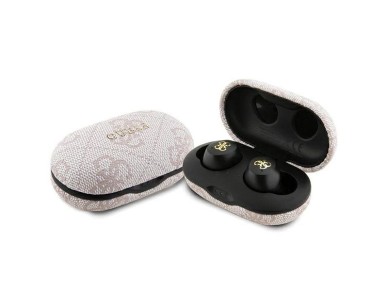 Fones de ouvido Bluetooth TWS Guess 4G Metal com base de carregamento ENC - rosa