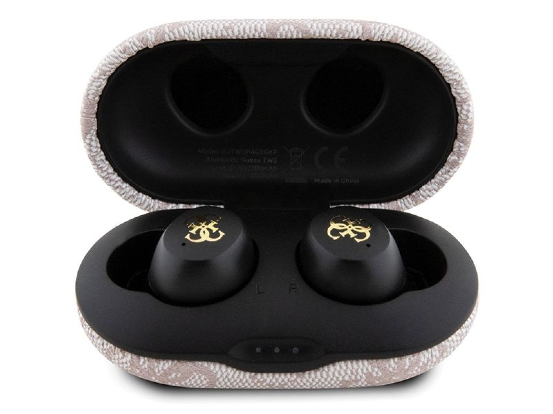 Auriculares Bluetooth TWS Guess 4G Metal con base de carga ENC - rosa