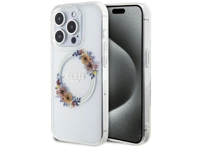 Funda Guess IML Flowers Wreatch MagSafe para iPhone 15 Pro Max - Transparente Funda Guess IML Flowers Wreatch MagSafe para iPhone 15 Pro Max - Transparente