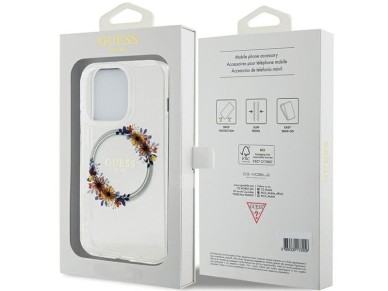 Funda Guess IML Flowers Wreatch MagSafe para iPhone 15 Pro Max - Transparente Funda Guess IML Flowers Wreatch MagSafe para iPhone 15 Pro Max - Transparente