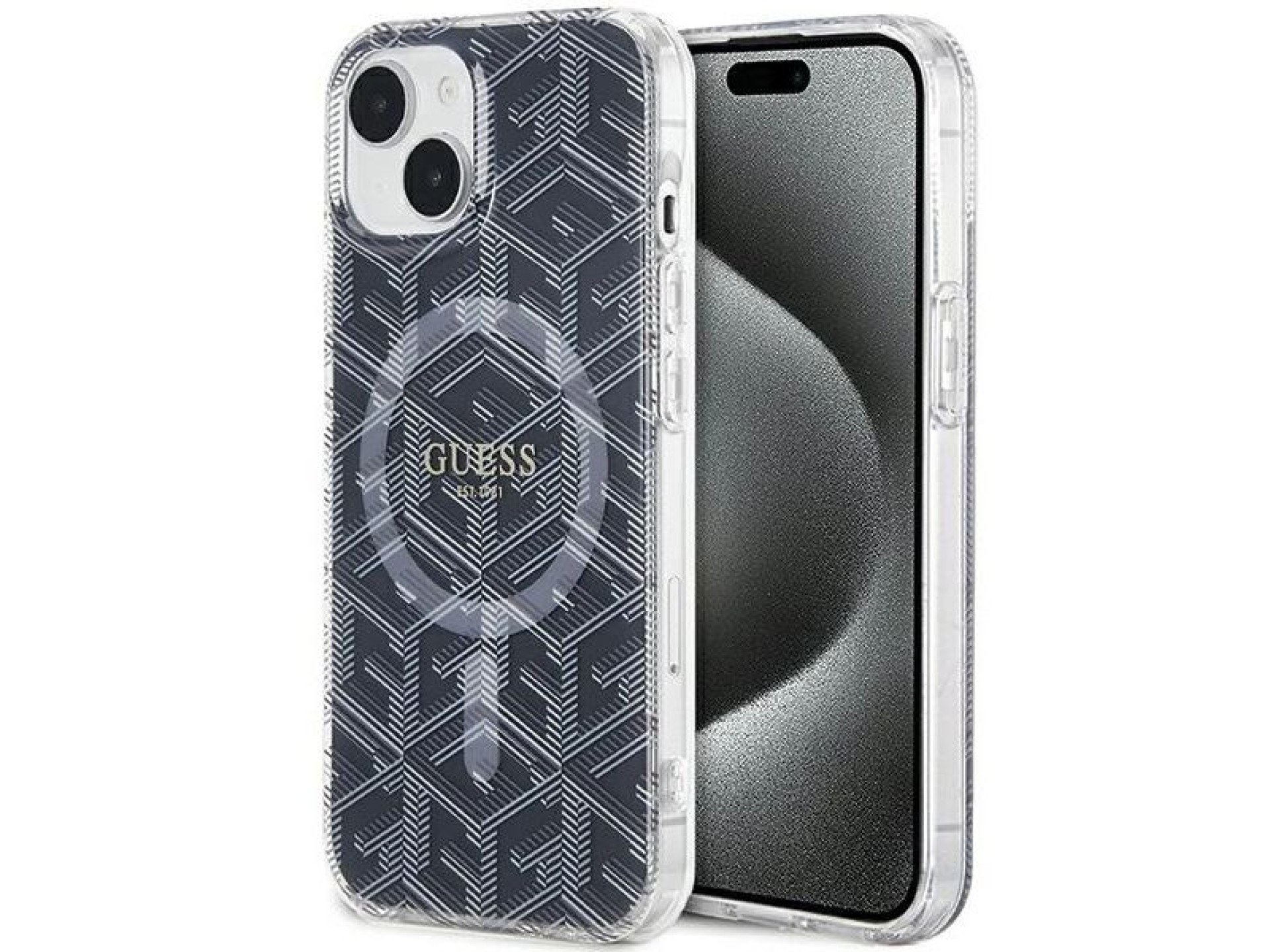 Funda Guess IML GCube MagSafe para iPhone 15 Plus / 14 Plus - negra