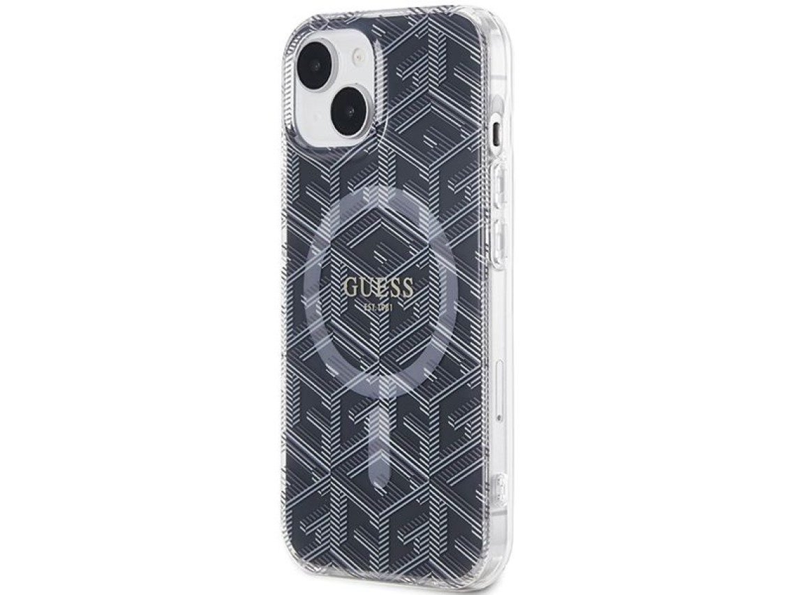 Funda Guess IML GCube MagSafe para iPhone 15 Plus / 14 Plus - negra