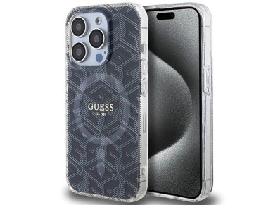 Capa Guess IML GCube MagSafe para iPhone 15 Pro - preta
