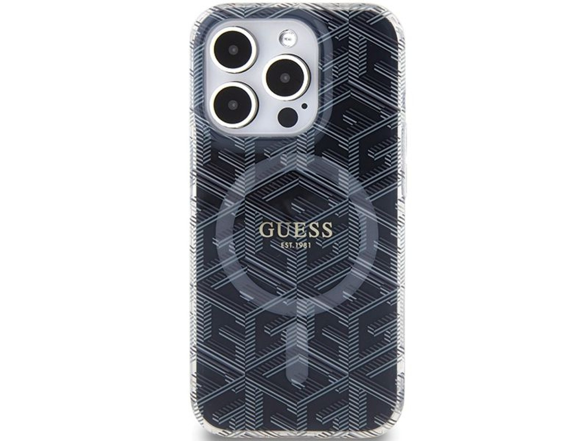 Funda Guess IML GCube MagSafe para iPhone 15 Pro - negra