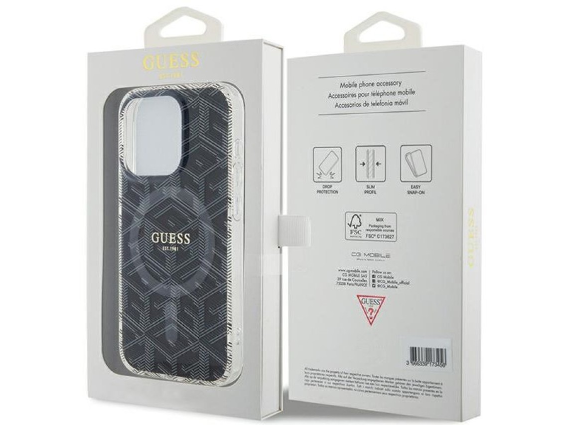 Funda Guess IML GCube MagSafe para iPhone 15 Pro - negra
