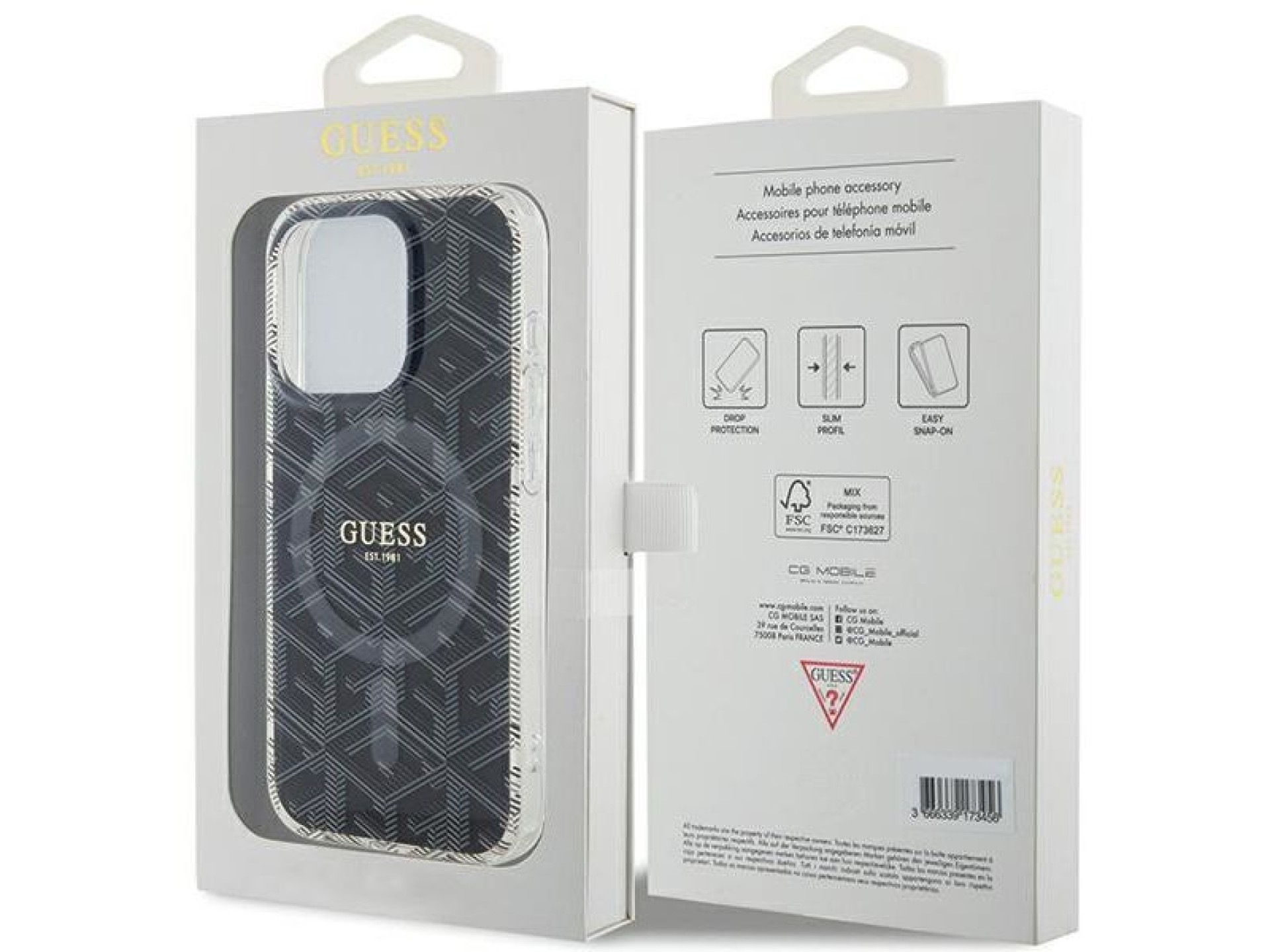 Funda Guess IML GCube MagSafe para iPhone 15 Pro - negra