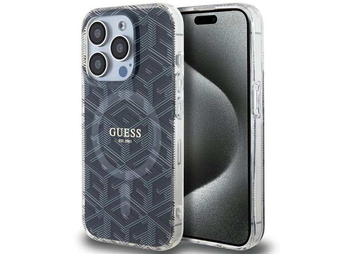 Funda Guess IML GCube MagSafe para iPhone 15 Pro Max - negra