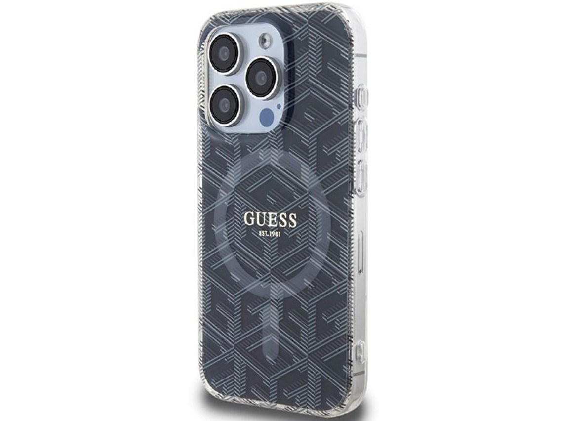 Funda Guess IML GCube MagSafe para iPhone 15 Pro Max - negra