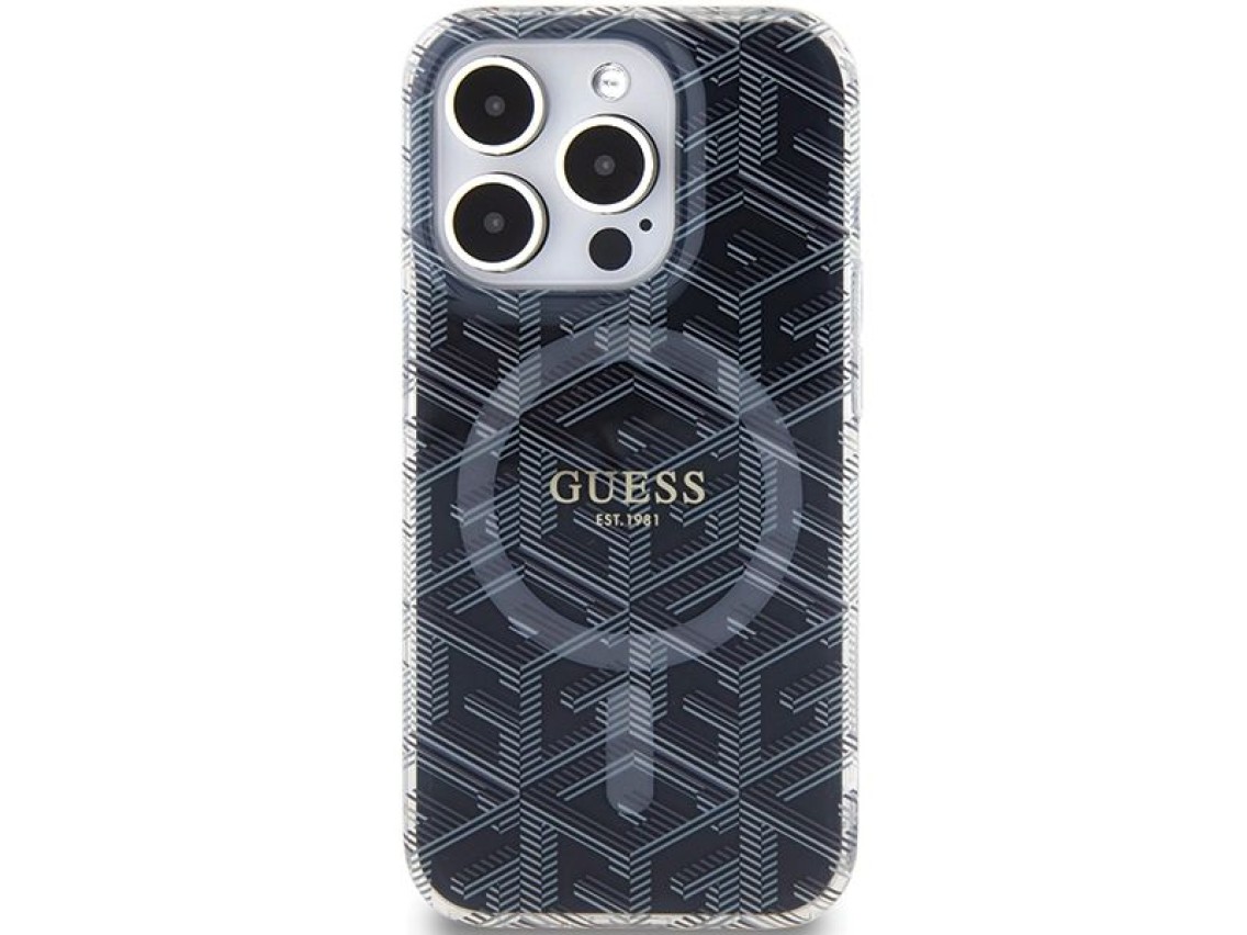 Funda Guess IML GCube MagSafe para iPhone 15 Pro Max - negra