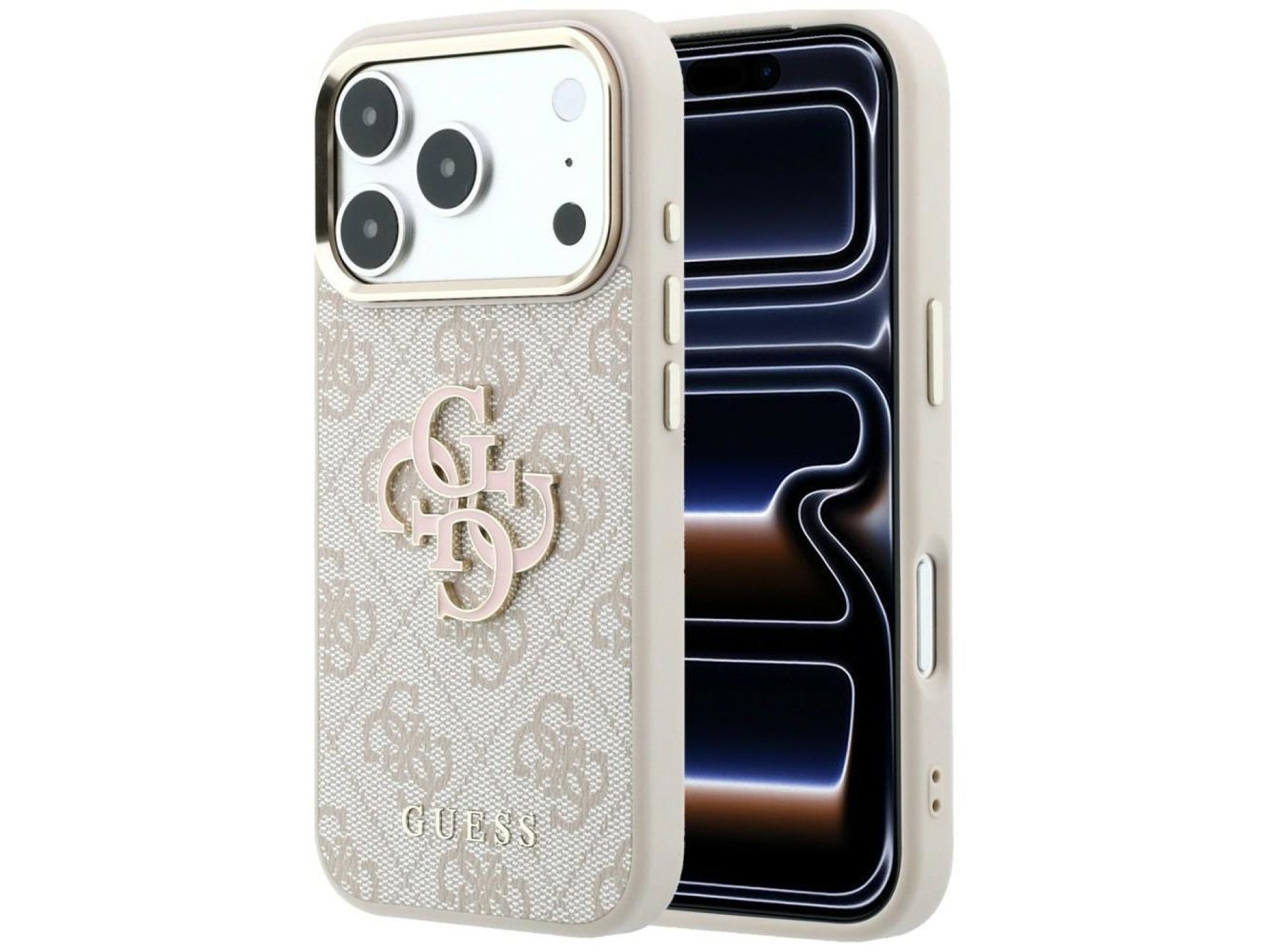 Capa Guess 4G com logo grande em resina para iPhone 17 Pro / 18 Pro - Rosa