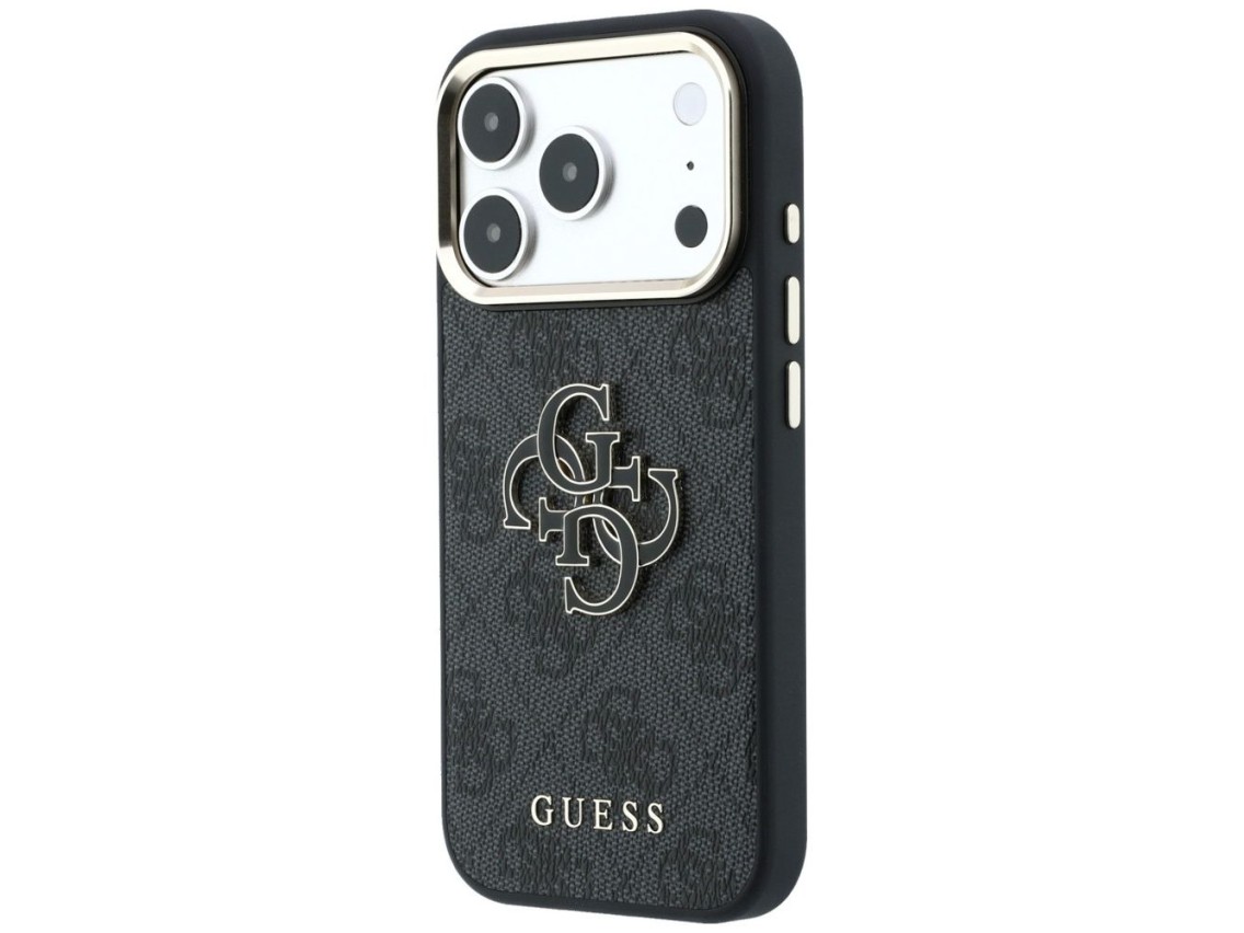 Funda Guess 4G con logo grande de resina para iPhone 17 Pro Max / 18 Pro Max - Negra
