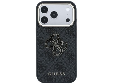 Capa Guess 4G com logo grande em resina para iPhone 17 Pro / 18 Pro - Preta Capa Guess 4G com logo grande em resina para iPhone 17 Pro / 18 Pro - Preta