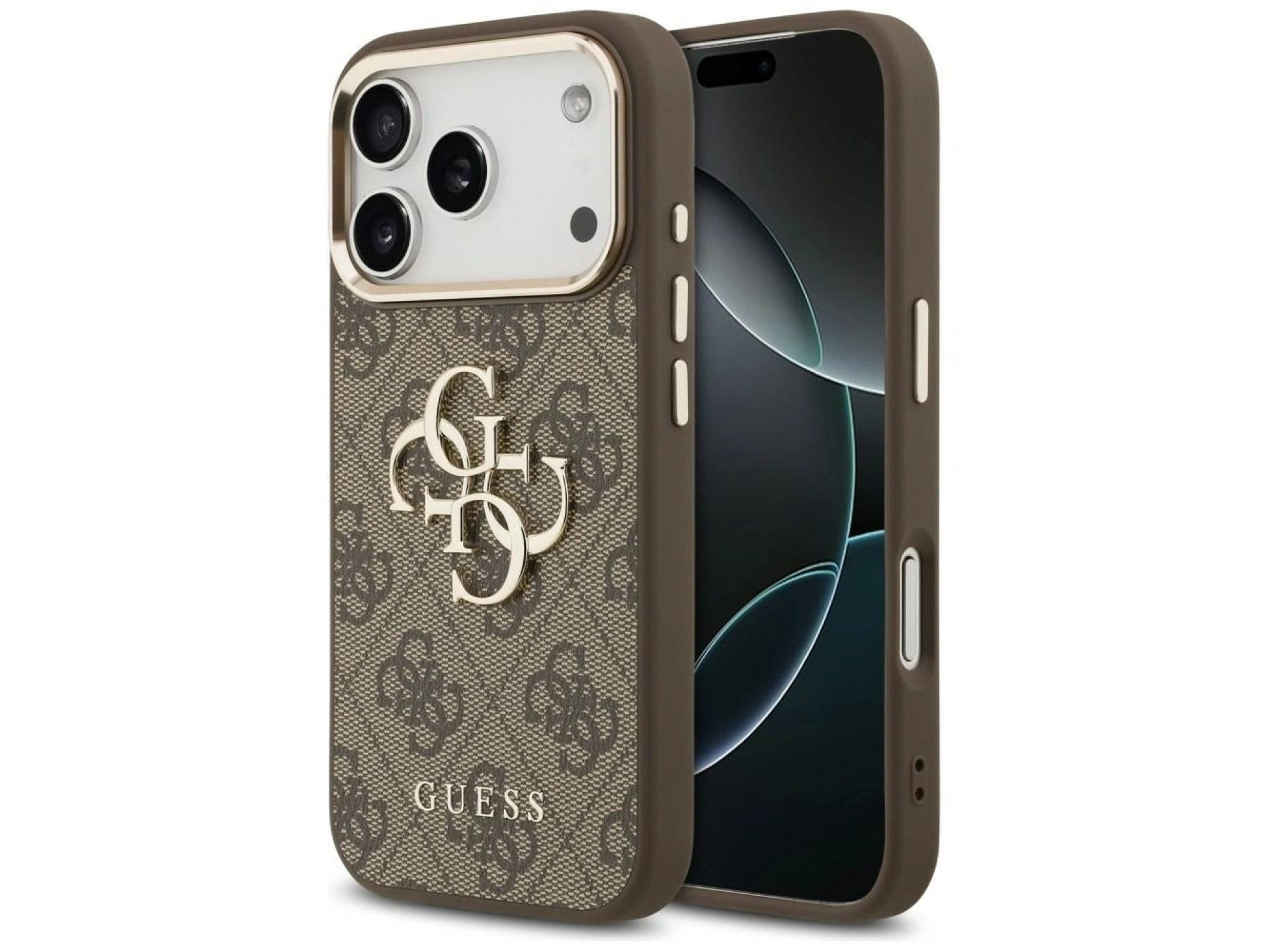 Guess 4G Big 4G Classic Logo Case for iPhone 17 Pro / 18 Pro - Brown and Gold