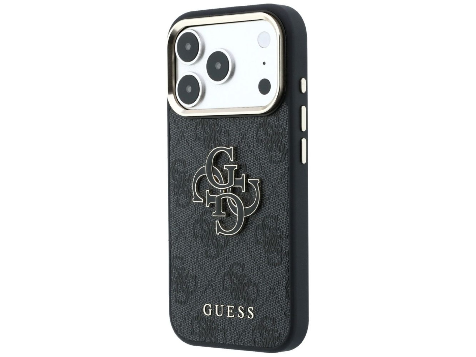 Funda Guess 4G con logo grande de resina para iPhone 17 Pro Max / 18 Pro Max - Negra