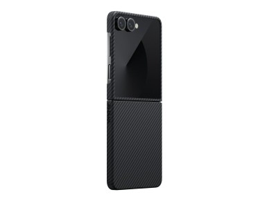 Funda PITAKA Ultra-Slim MagSafe para Samsung Galaxy Z Flip7, color negro y gris.