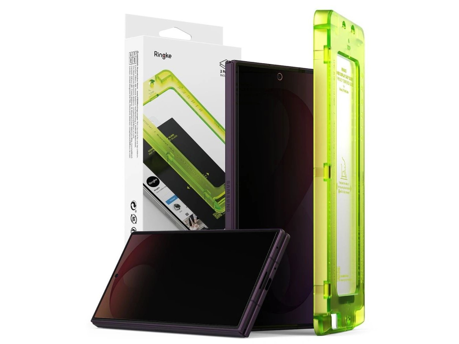 Protector de pantalla de vidrio templado Ringke Easy Slide Privacy 360 (paquete de 2) para Samsung G