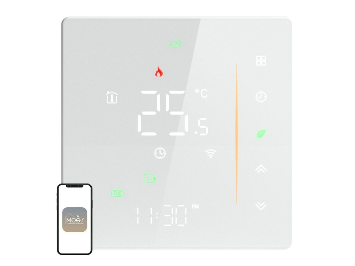 Termostato Wi-Fi MOES WHT-006-GB-WH para calefacción eléctrica (Blanco)