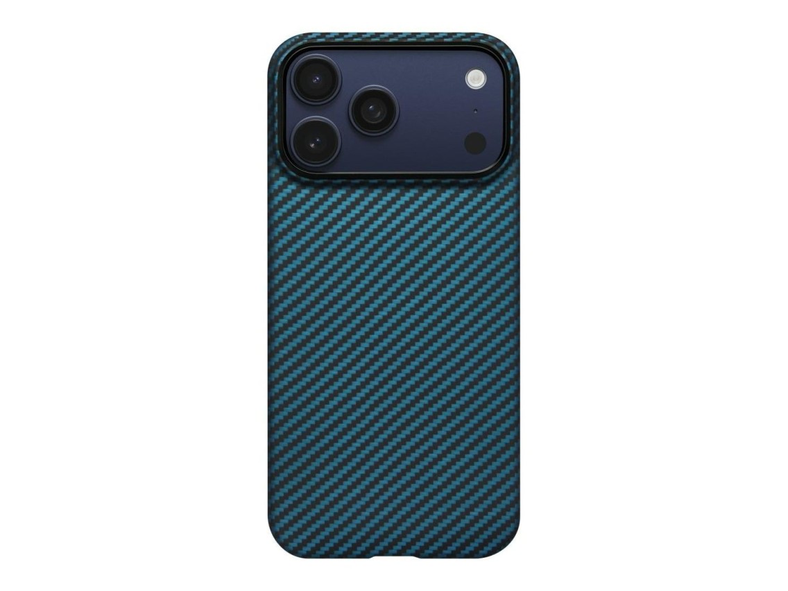Funda PITAKA Ultra-Slim MagSafe para iPhone 17 Pro, color negro y azul.